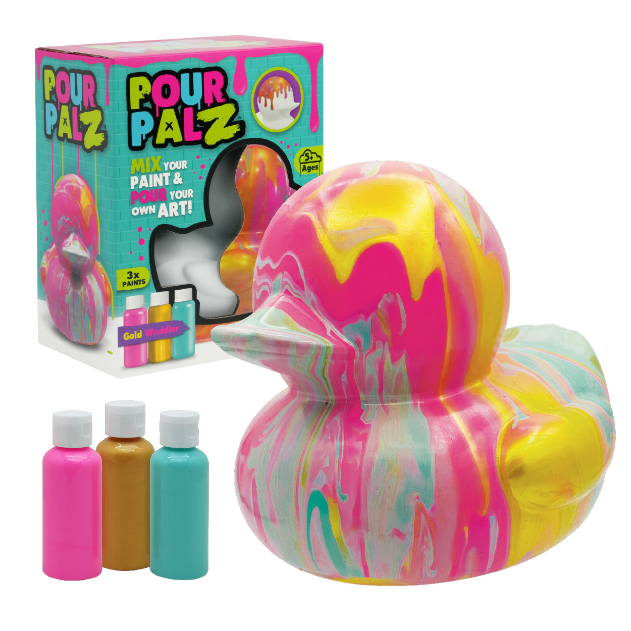 Pour Palz DIY Paint Pouring Kit - 1 XL Bear Figurine - Create Unique Marbled Art
