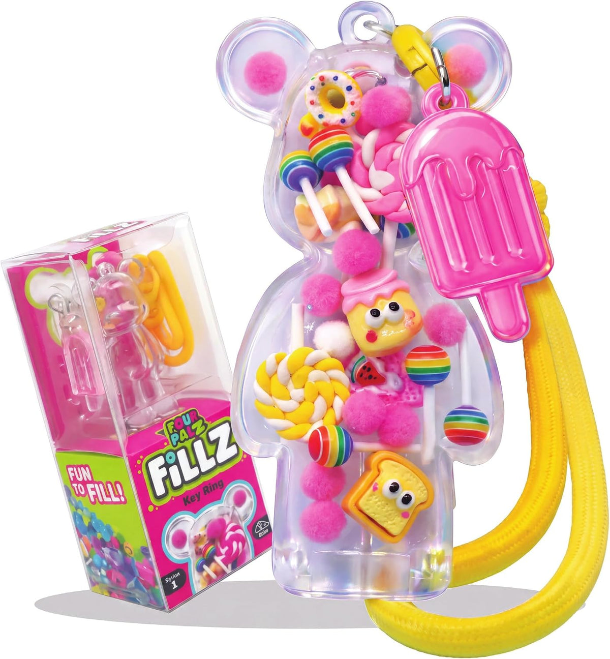 Pour Palz Fillz Mini Bear Keychain Kit, 30-Piece DIY Charm for Kids Ages 5+
