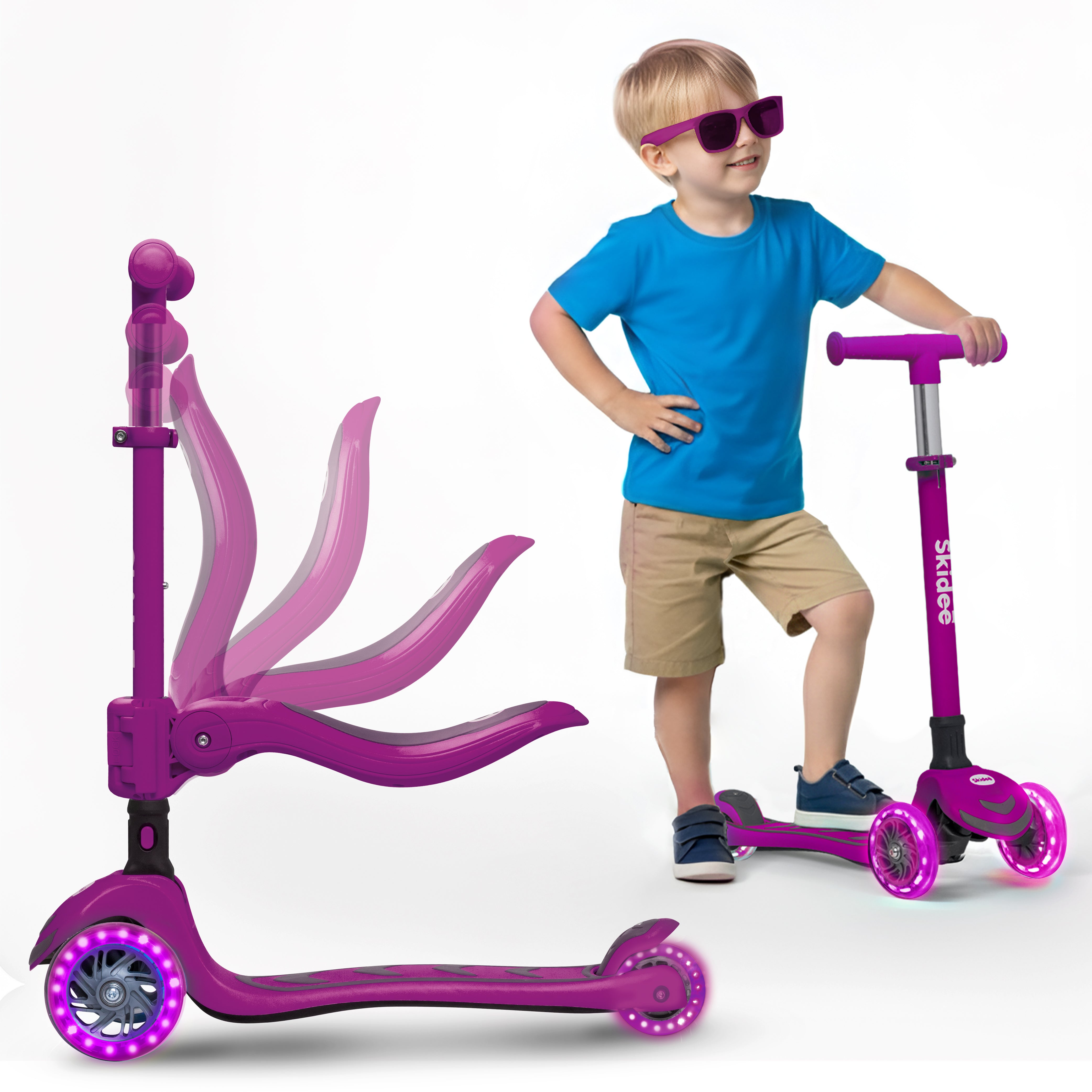 Skidee Y200 Scooter for Kids with LED Wheels