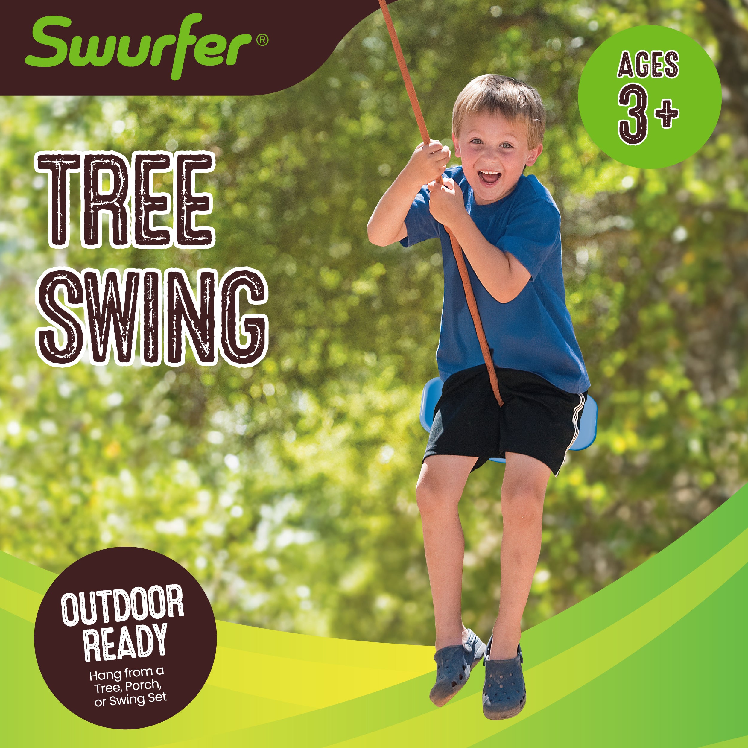 Swurfer Tree Swing - Plastic Swing Sets for Backyard, Outdoor Swing - Swingset Outdoor for Kids, Easy Installation