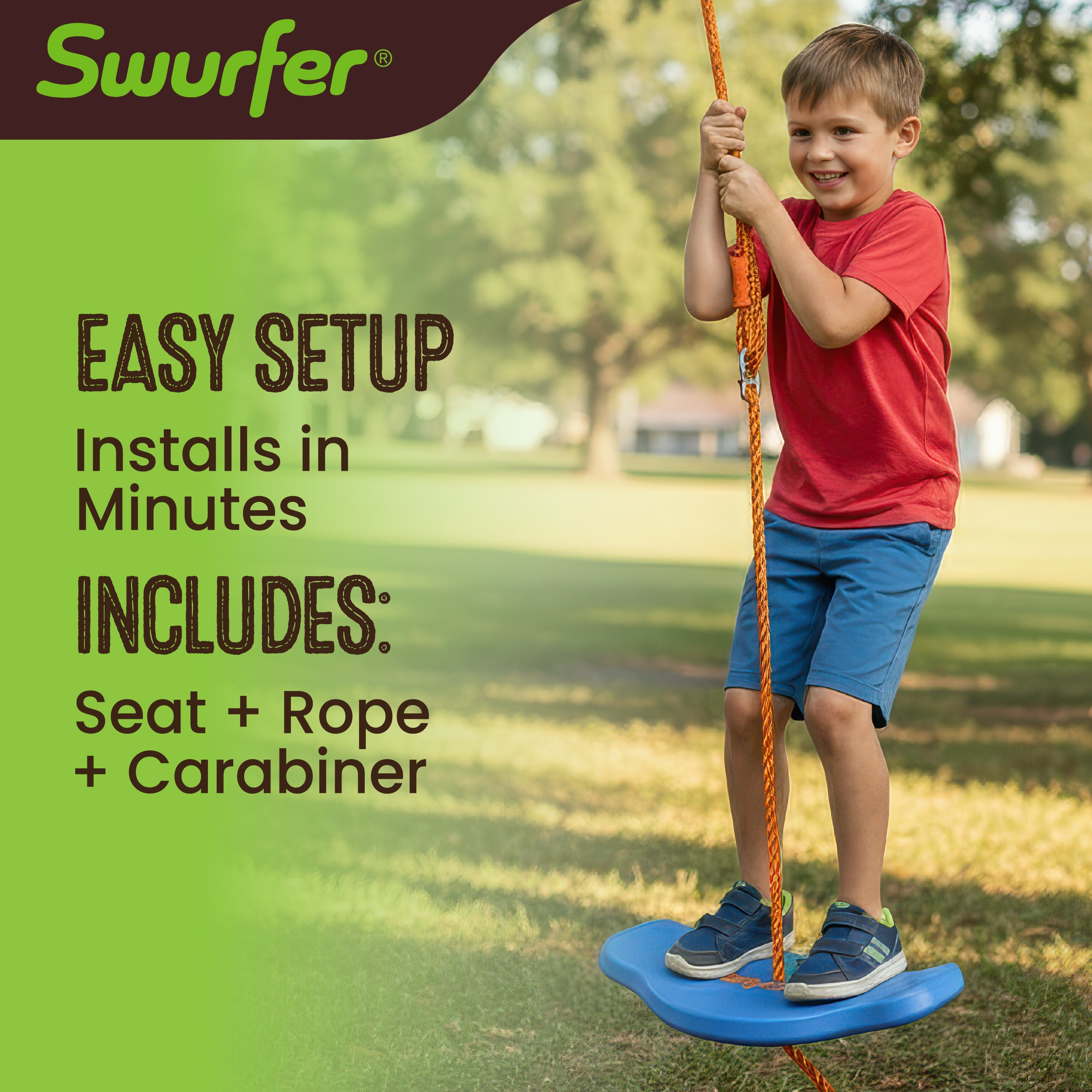 Swurfer Tree Swing - Plastic Swing Sets for Backyard, Outdoor Swing - Swingset Outdoor for Kids, Easy Installation