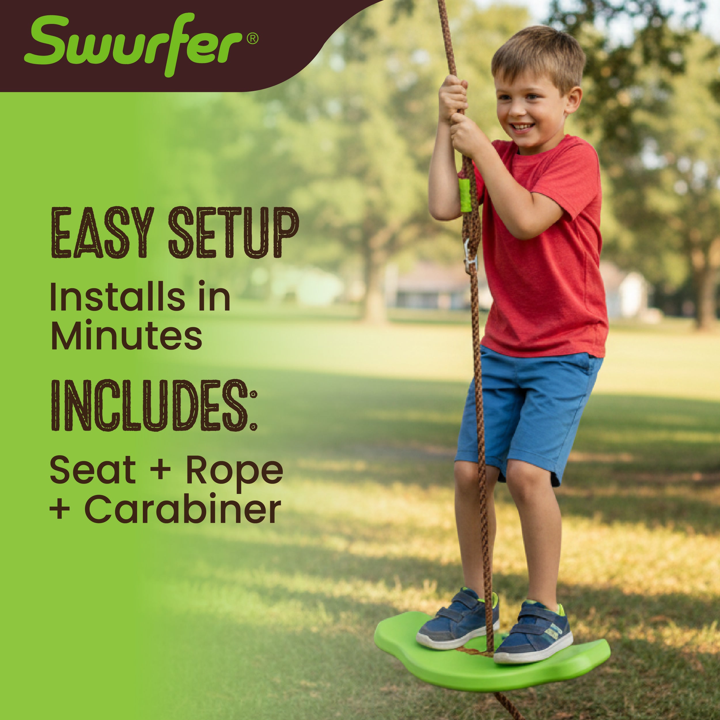 Swurfer Tree Swing - Plastic Swing Sets for Backyard, Outdoor Swing - Swingset Outdoor for Kids, Easy Installation