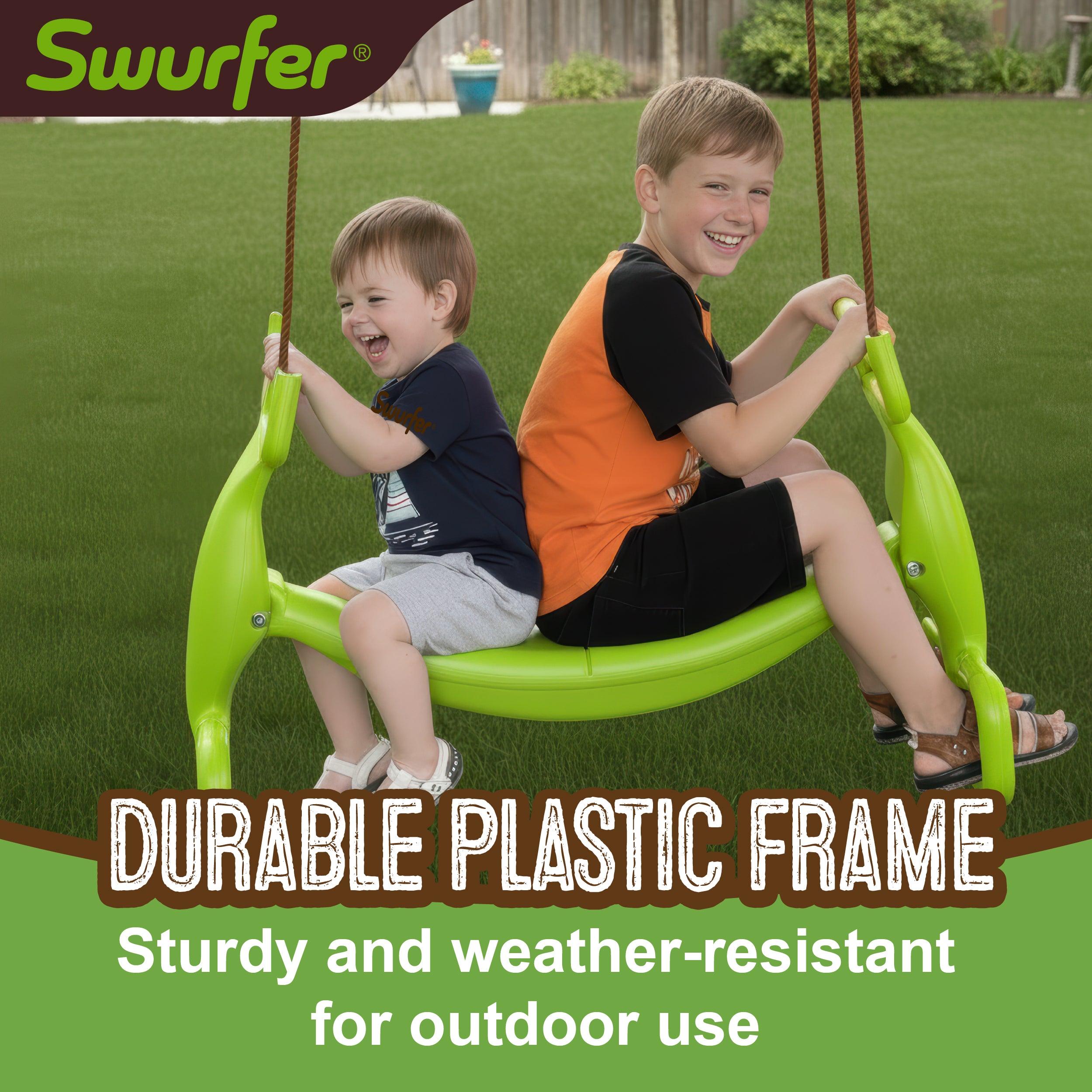 Double Rider Glider Swing Green/Brown