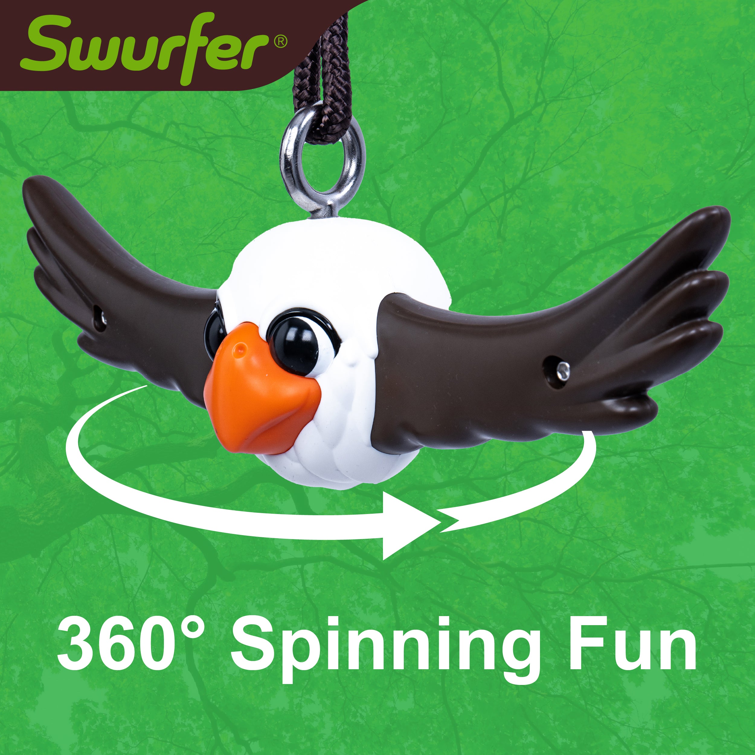 Swurfer Ninja Twister Swing Spins Set - 360° Twist Spin Toy, Swing Sets Accessories for Backyard, Kids Outdoor Play Toys, Slackline Attachment, Easy Install, Adjust Height, Durable,Up to 300lbs Eagle