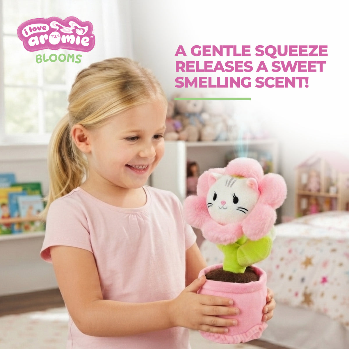 I love Aromie Blooms Potted Flower Stuffed Animal, Plush Toy with Visible Mist & Refillable Scent Pods