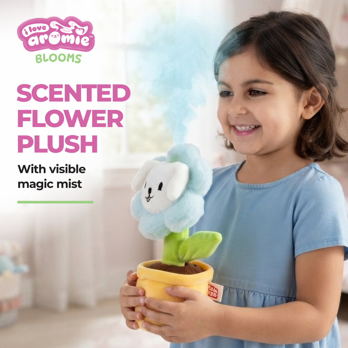 I love Aromie Blooms Potted Flower Stuffed Animal, Plush Toy with Visible Mist & Refillable Scent Pods