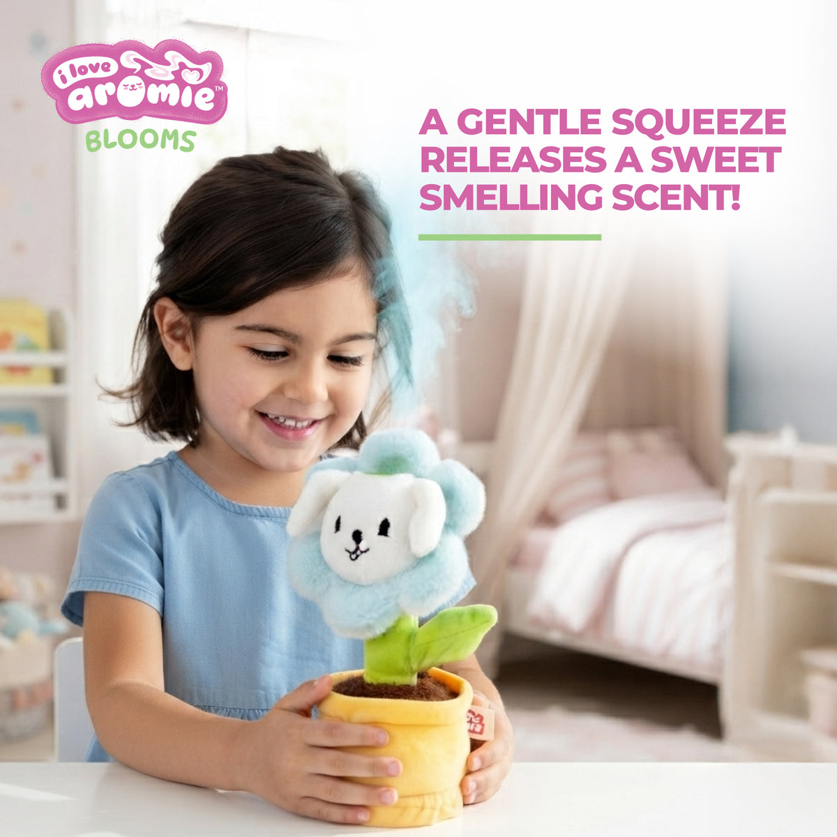 I love Aromie Blooms Potted Flower Stuffed Animal, Plush Toy with Visible Mist & Refillable Scent Pods