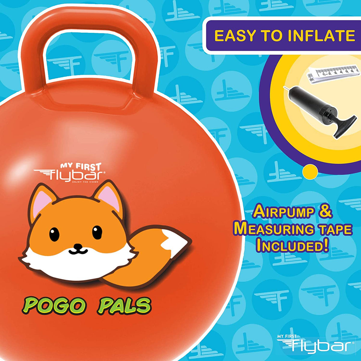 Pogo Pals Foxy Bouncy Hopper Ball, Indoor/Outdoor, Kids ages 3+ Flybar