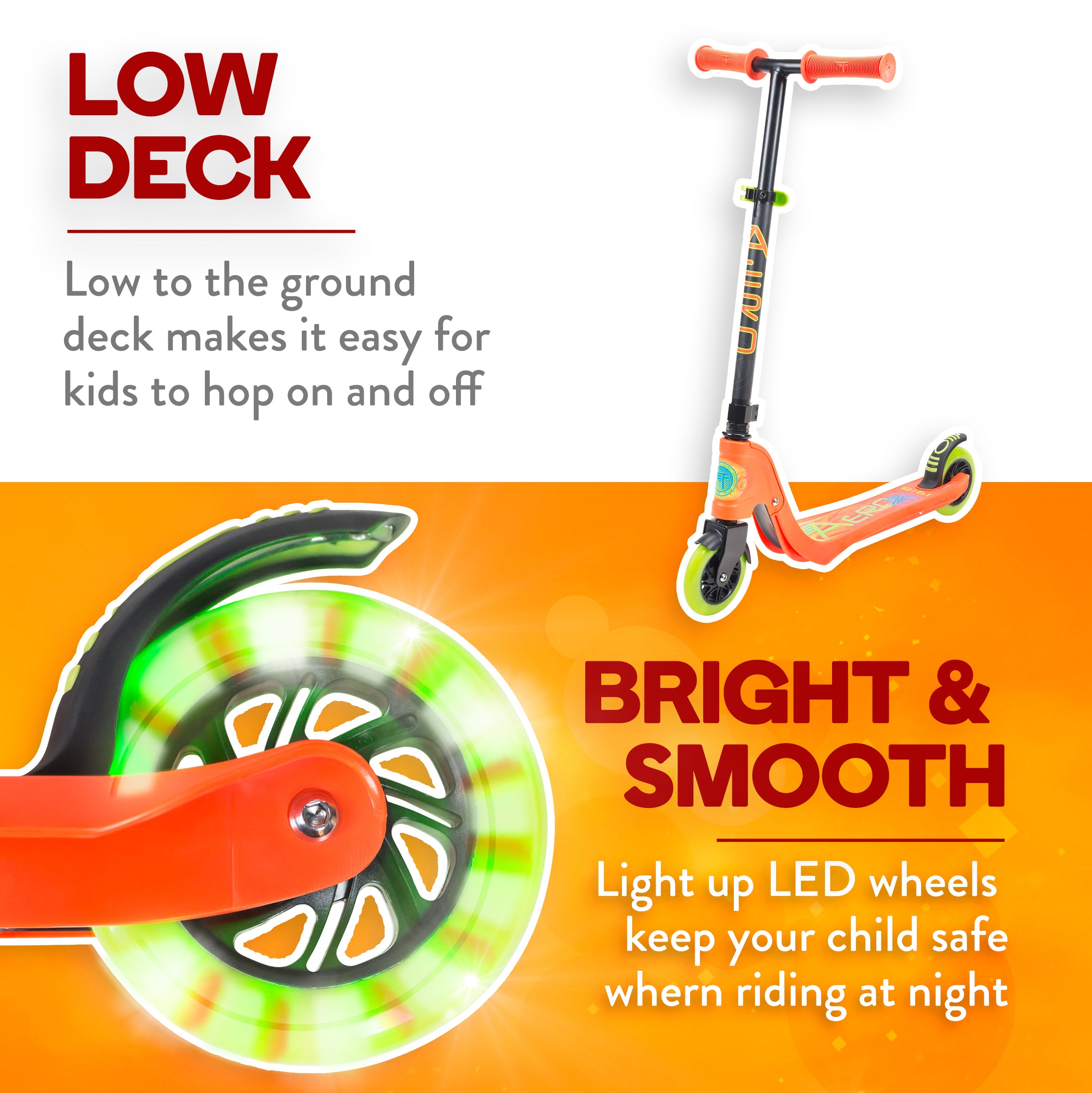 Aero 2-Wheel Kick Scooter with Light Up LED Wheels
