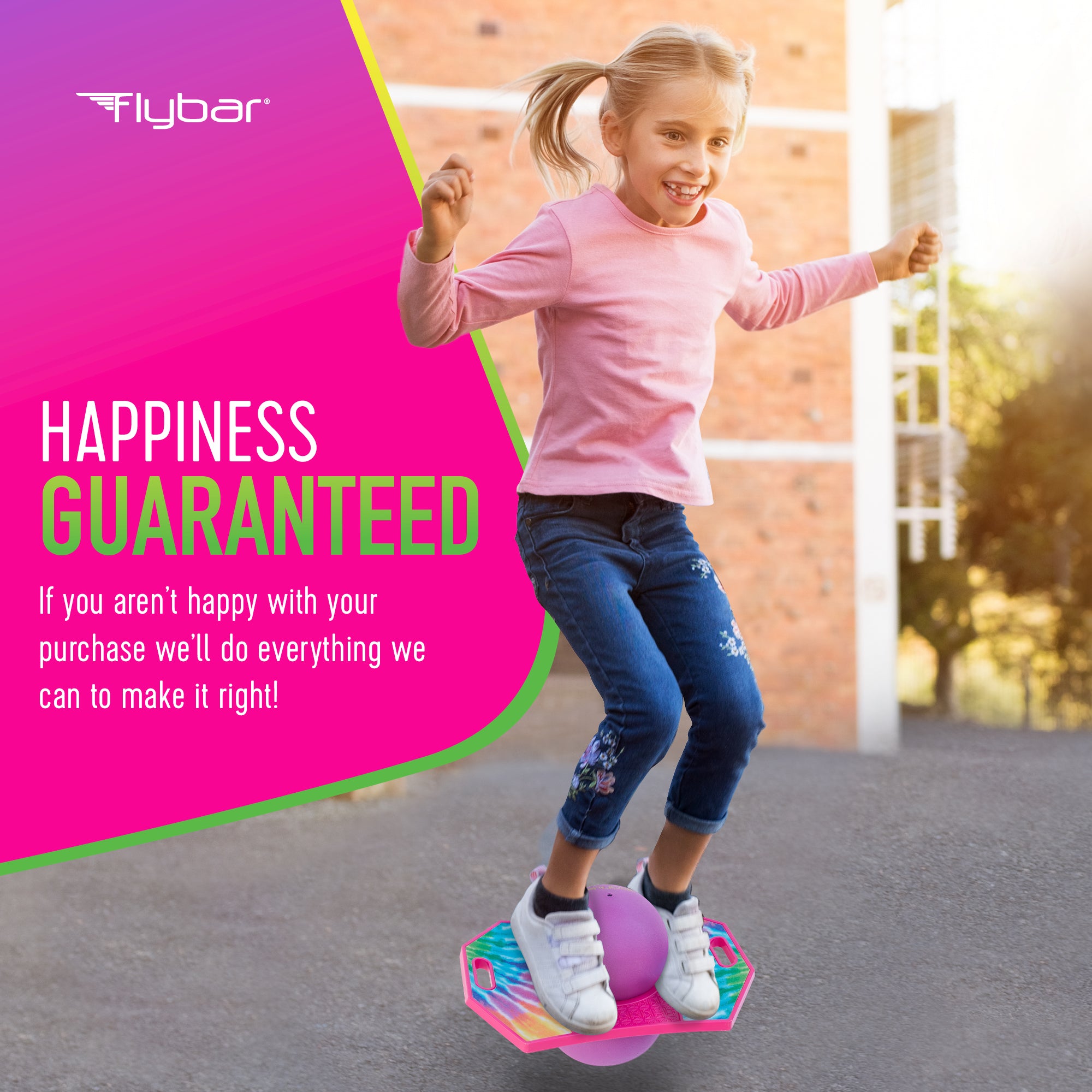 Flybar Pogo Trick Ball for Kids – Balance Bounce Board with Anti-Slip Deck – Pump Included - Indoor & Outdoor Toys for Boys and Girls Fun Way to Reduce Screen Time Supports up to 160 lbs – Ages 6+