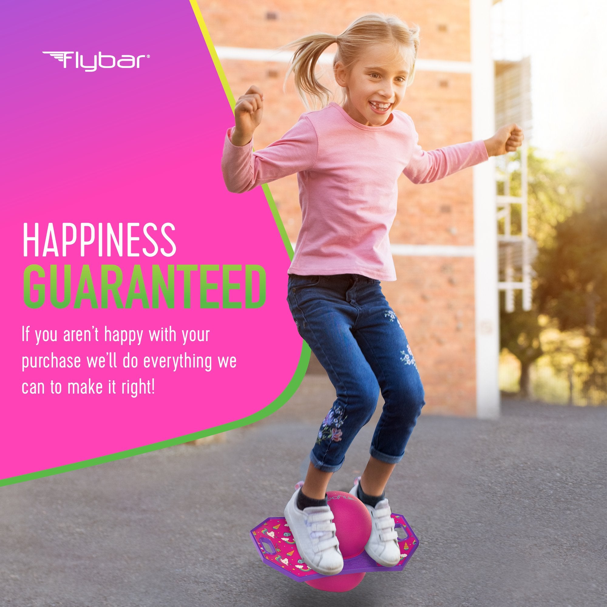 Flybar Pogo Trick Ball for Kids – Balance Bounce Board with Anti-Slip Deck – Pump Included - Indoor & Outdoor Toys for Boys and Girls Fun Way to Reduce Screen Time Supports up to 160 lbs – Ages 6+