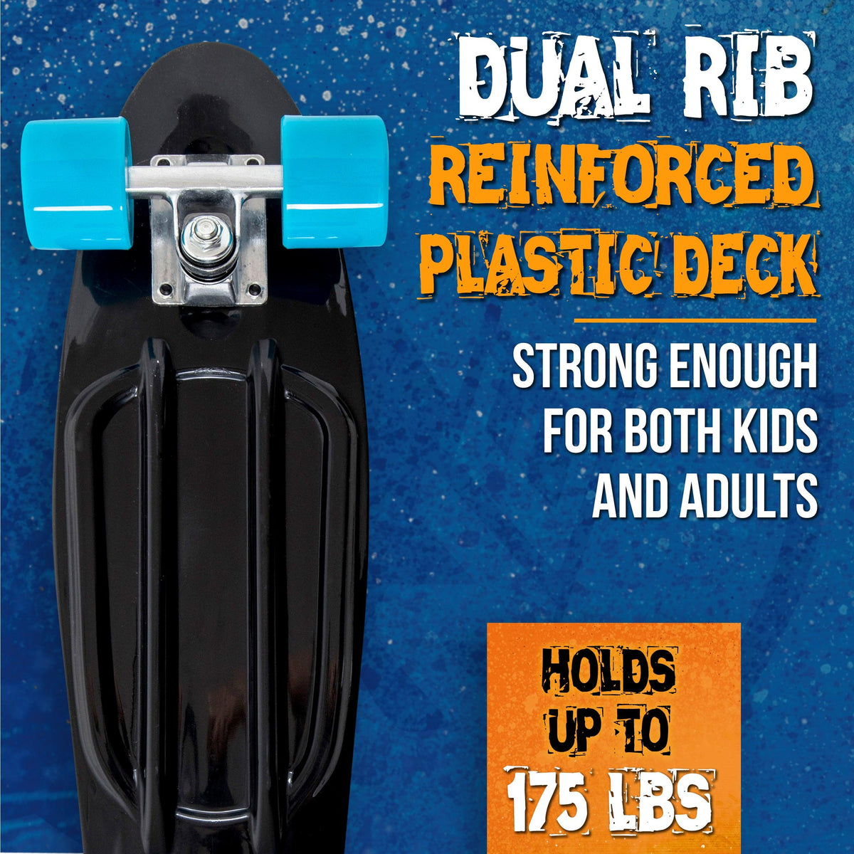 Flybar 22 Inch Complete Plastic Cruiser Skateboard Custom Non-Slip Deck Multiple Colors (NERF Blue) - Flybar1