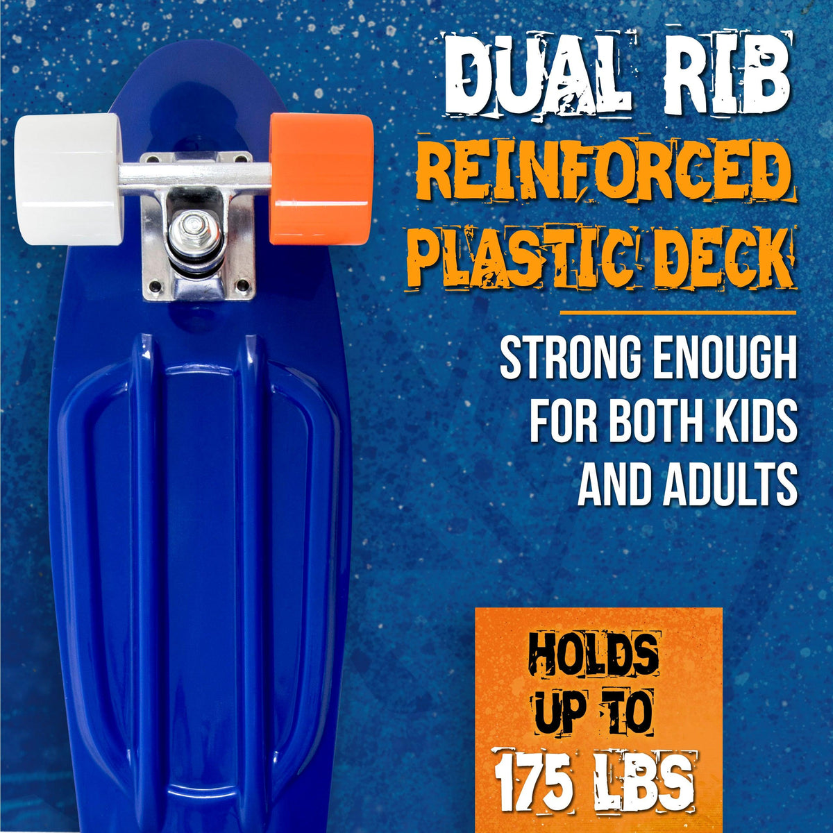 Flybar 22 Inch Complete Plastic Cruiser Skateboard Custom Non-Slip Deck Multiple Colors (NERF Blue) - Flybar1