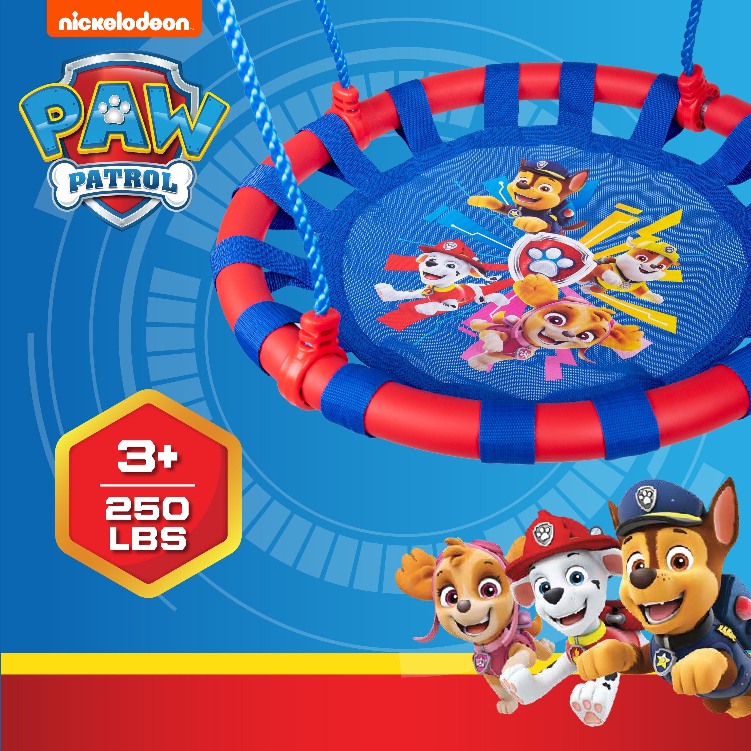 Paw Patrol 24" Orbit Mesh-Padded Saucer Tree Swing, Holds 1 Kid, Ages 3+