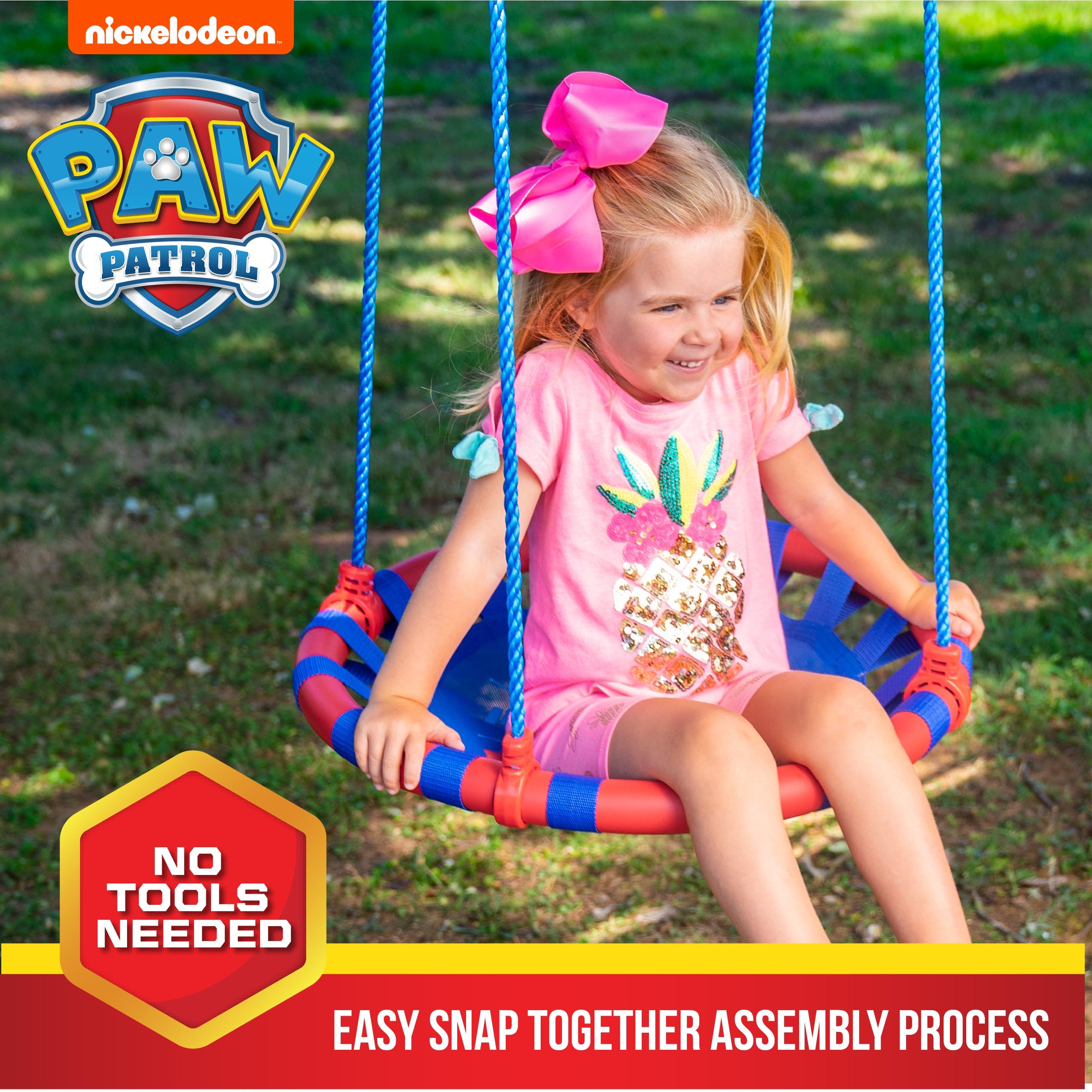 Paw Patrol 24" Orbit Mesh-Padded Saucer Tree Swing, Holds 1 Kid, Ages 3+
