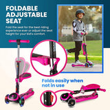 Load image into Gallery viewer, Y200 Kick Scooters for Kids Ages 3-5 (Suitable for 2-12 Year Old) Adjustable Height Foldable Scooter Removable Seat, 3 LED Light Wheels, Rear Brake, Wide Standing Board, Outdoor Activities for Boys/Girls