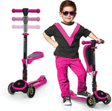 Load image into Gallery viewer, Y200 Kick Scooters for Kids Ages 3-5 (Suitable for 2-12 Year Old) Adjustable Height Foldable Scooter Removable Seat, 3 LED Light Wheels, Rear Brake, Wide Standing Board, Outdoor Activities for Boys/Girls