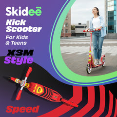 X3M Scooter for Kids Ages 6-12 - Scooters for Teens 12 Years and Up - Adult Scooter with Anti-Shock Suspension - Scooter for Kids 8 Years and Up with 4 Adjustment Levels Handlebar Up to 41 Inches High