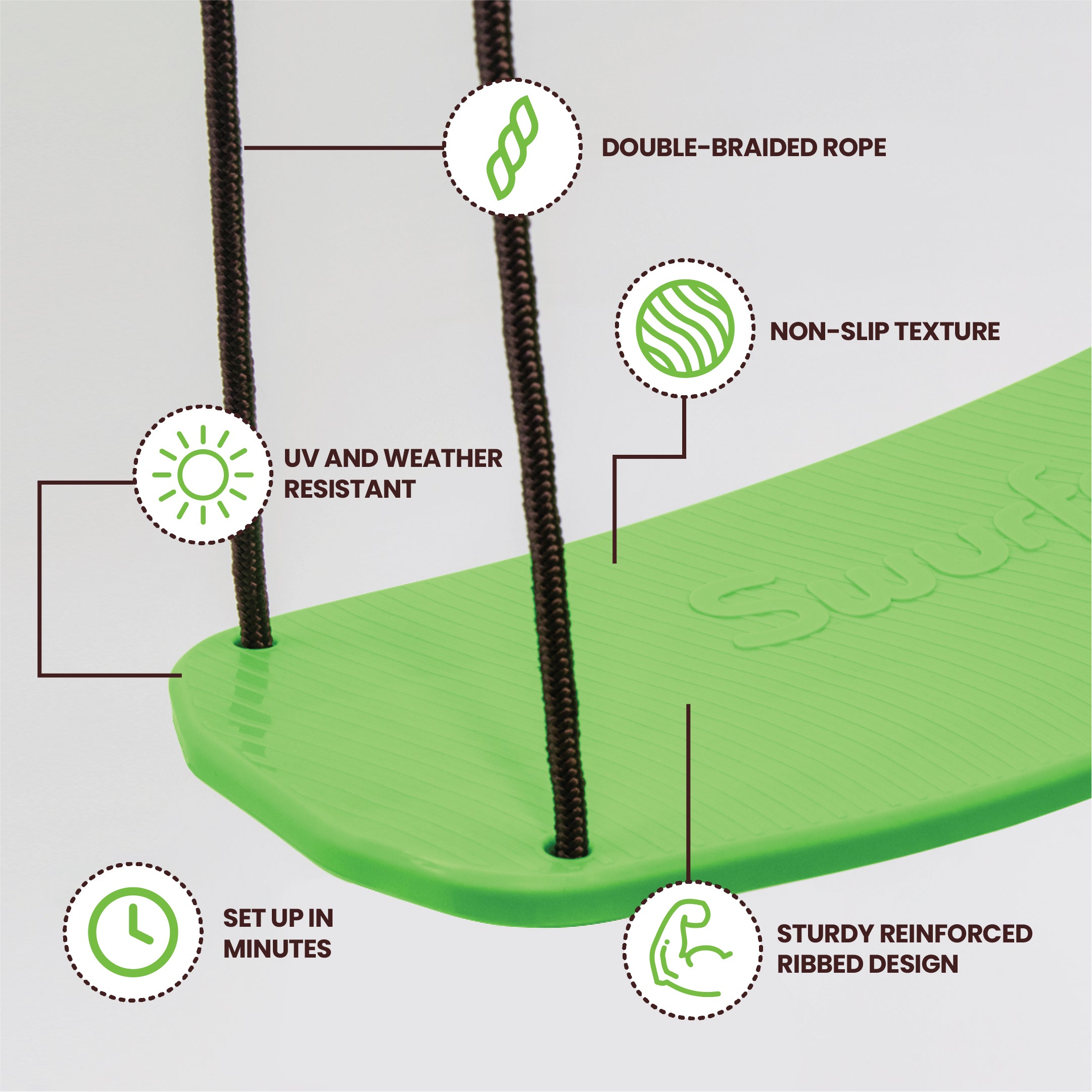 Kick Stand Up Outdoor Surfing Tree Swing for Kids Up to 150 Lbs
