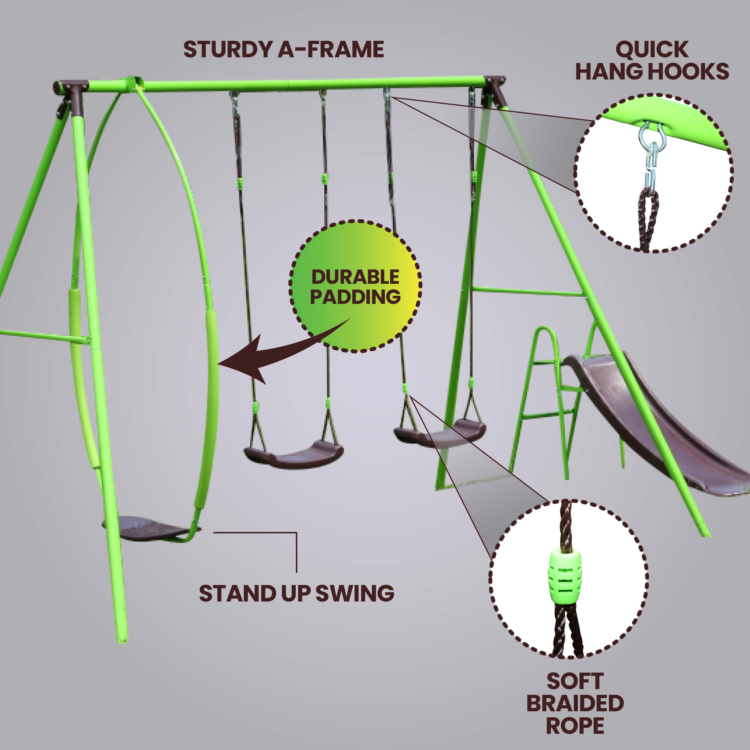 3-in-1 Swing Set with Slide