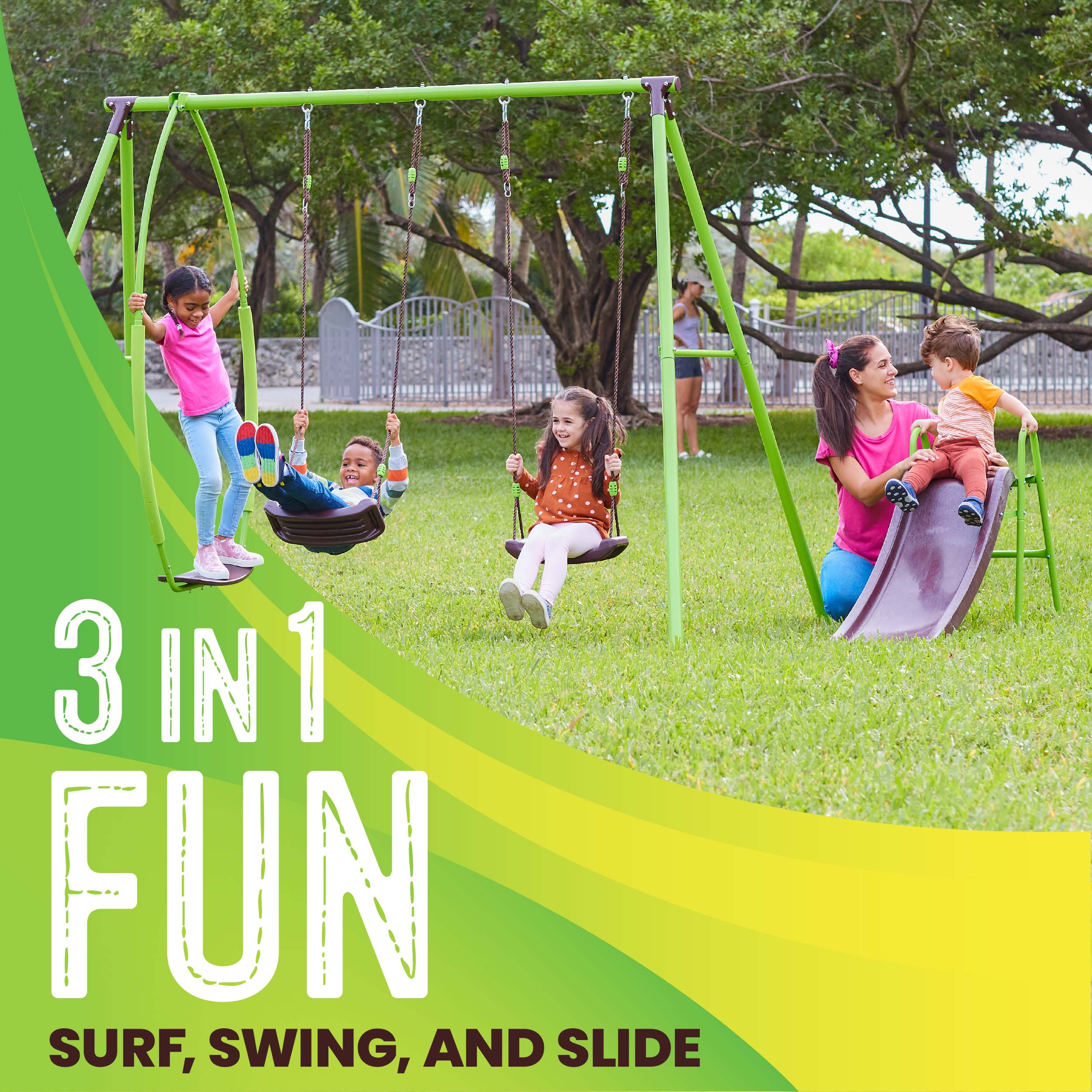 3-in-1 Swing Set with Slide