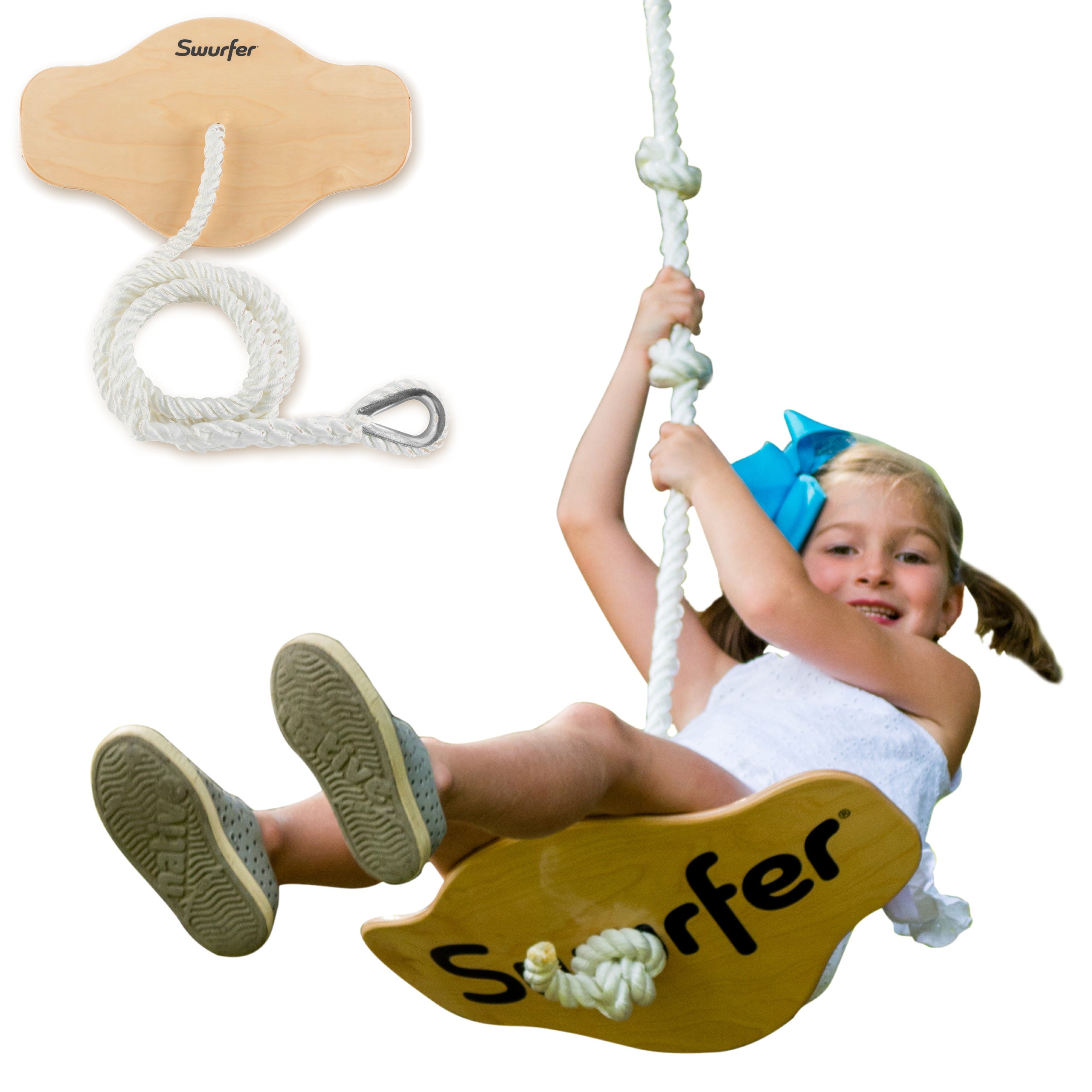 Swurfer Swift — Curved Maple Wood Tree Swing for Kids