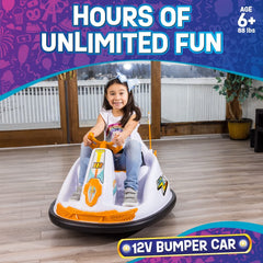FunPark 12V Bumper Car for Kids with Steering Wheel, 360 Degree Spin, Supports up to 88lbs, For Ages 6 and Up