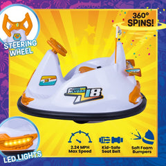 FunPark 12V Bumper Car for Kids with Steering Wheel, 360 Degree Spin, Supports up to 88lbs, For Ages 6 and Up