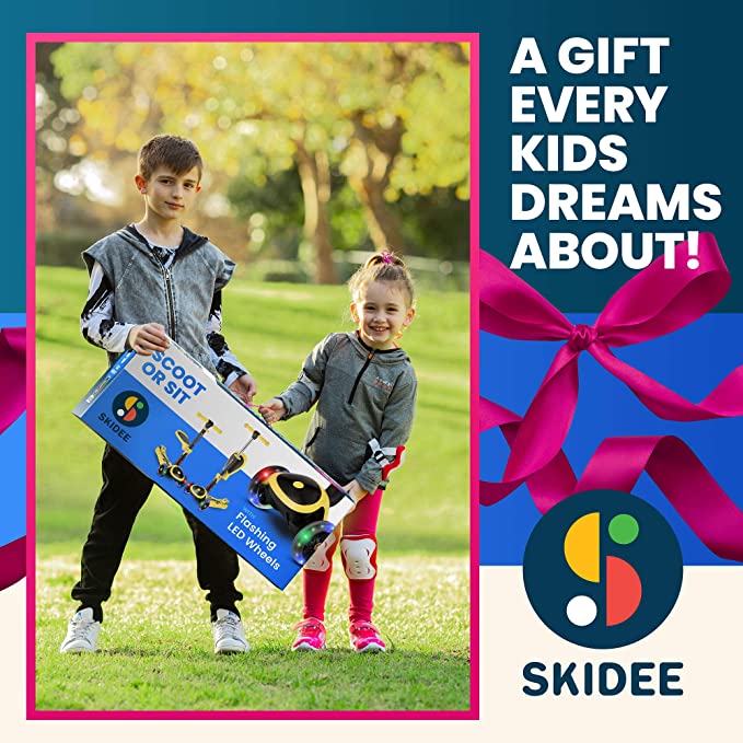 Y200 Kick Scooters for Kids Ages 3-5 (Suitable for 2-12 Year Old) Adjustable Height Foldable Scooter Removable Seat, 3 LED Light Wheels, Rear Brake, Wide Standing Board, Outdoor Activities for Boys/Girls