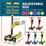 Load image into Gallery viewer, Y200 Kick Scooters for Kids Ages 3-5 (Suitable for 2-12 Year Old) Adjustable Height Foldable Scooter Removable Seat, 3 LED Light Wheels, Rear Brake, Wide Standing Board, Outdoor Activities for Boys/Girls