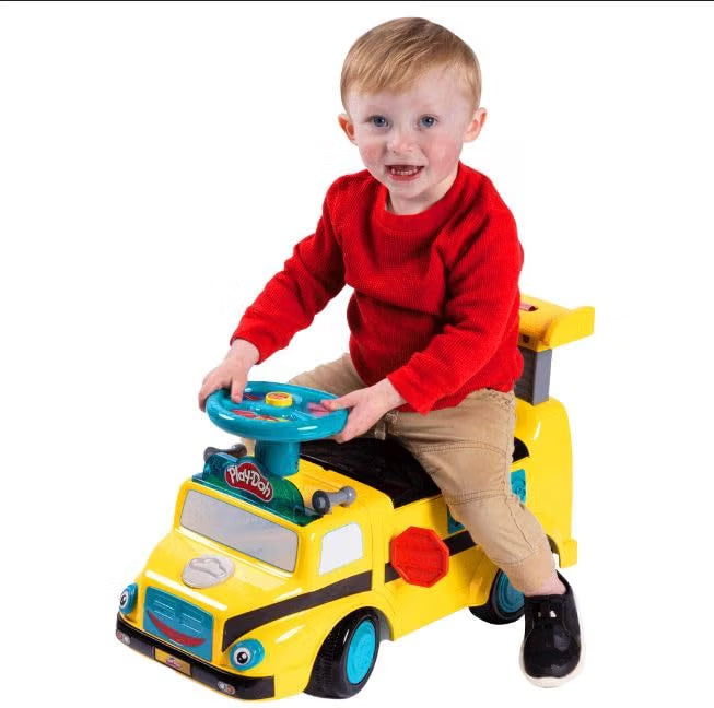 Play-Doh Activity School Bus Ride-On Toy, 44lb Capacity, Lights & Sounds, Cutters