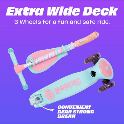 SKIDEE Kids 3-Wheel Scooter, Foldable, Adjustable, LED Light Wheels