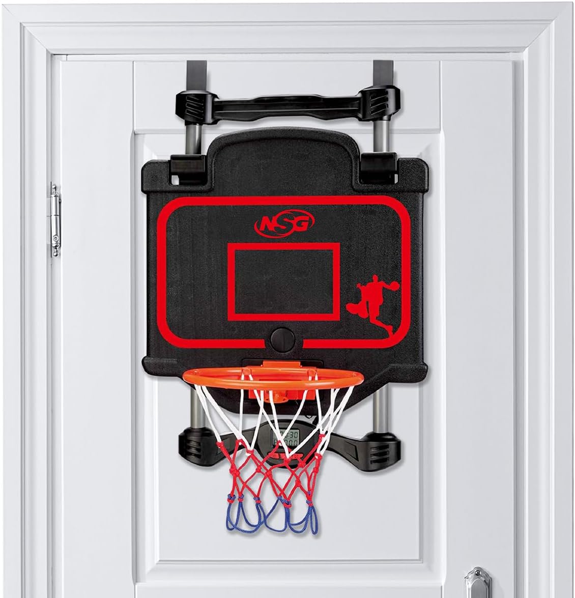 Over-the-Door Basketball & Boxing Set, 2-in-1 Hoop & Speed Bag, Scoreboard & Sound