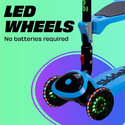 SKIDEE Kids 3-Wheel Scooter, Foldable, Adjustable, LED Light Wheels