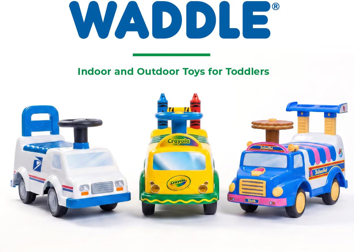 Waddle Crayola School Bus Ride-On Toy, Ages 2+, Lights & Sounds, 44lb