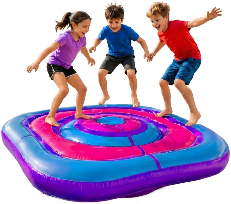 Playland 7.5 FT Inflatable Balance Platform for Kids – Bullseye Wobble Bounce Pad