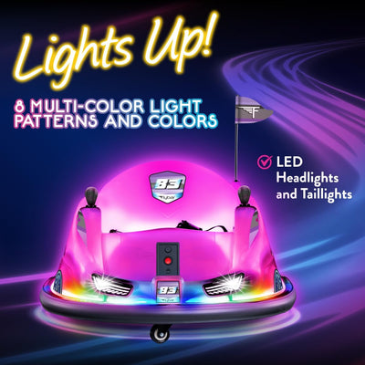 12V Glow Bumper Car Ride On Toy - Multi-Color LED Lights, Age 4-9yrs