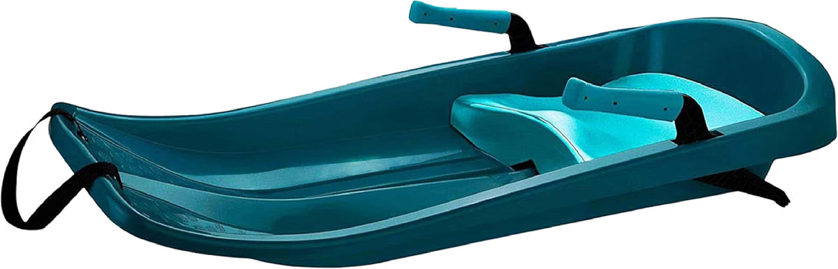 Kids' Toboggan Sled, Lightweight Plastic Snow Sled with Tow Strap & Brakes