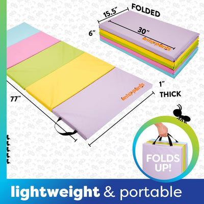Antsy Pants Tumbling Mat for Kids, Foldable Padded Gymnastics Mat