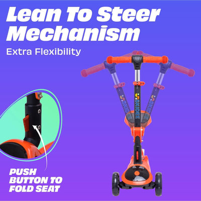 SKIDEE Kids 3-Wheel Scooter, Foldable, Adjustable, LED Light Wheels