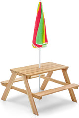 Plum® Wooden Kids Picnic Table and Chair Set with Removable & Adjustable Umbrella