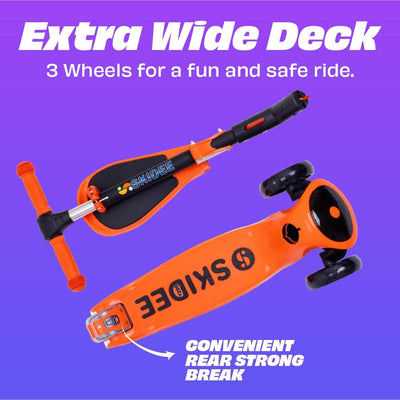 SKIDEE Kids 3-Wheel Scooter, Foldable, Adjustable, LED Light Wheels