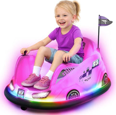 12V Glow Bumper Car Ride On Toy - Multi-Color LED Lights, Age 4-9yrs
