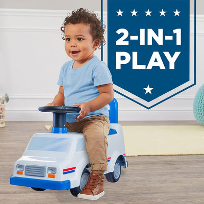 Waddle USPS Mail Truck Ride-On Toy, Lights & Sounds, 44lb Capacity