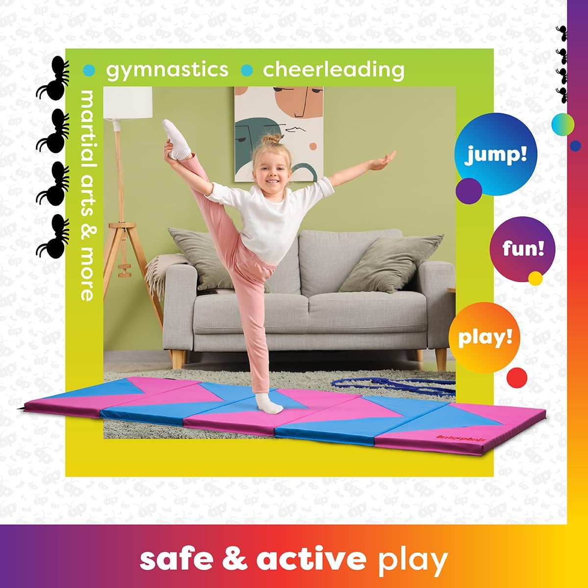 Antsy Pants Tumbling Mat for Kids - 5-Fold Gymnastics Mat, Easy to Clean, Sturdy, Foldable Tumbling Mats