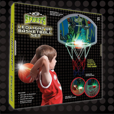 LED Light-Up Basketball Toy Set, Hoop & Basketball, Ages 4+