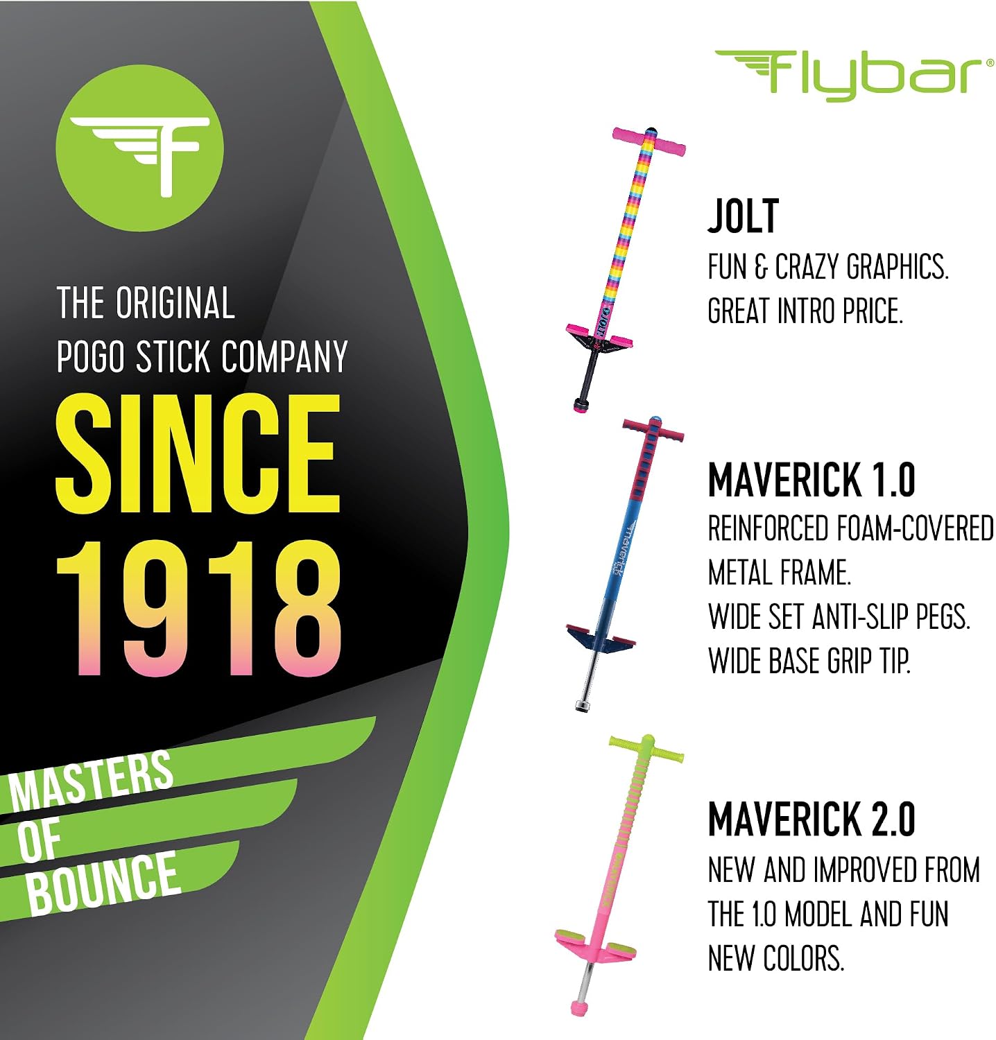 Original Foam Maverick Pogo Stick, Kids Ages 5+, 40-80lbs