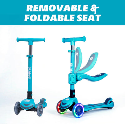 SKIDEE Kids 3-Wheel Scooter, Foldable, Adjustable Height, LED Wheels
