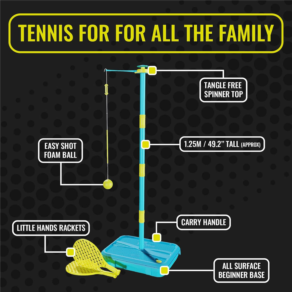 Swingball All Surface Tetherball Tennis Set, Portable Outdoor Game, Paddles & Ball