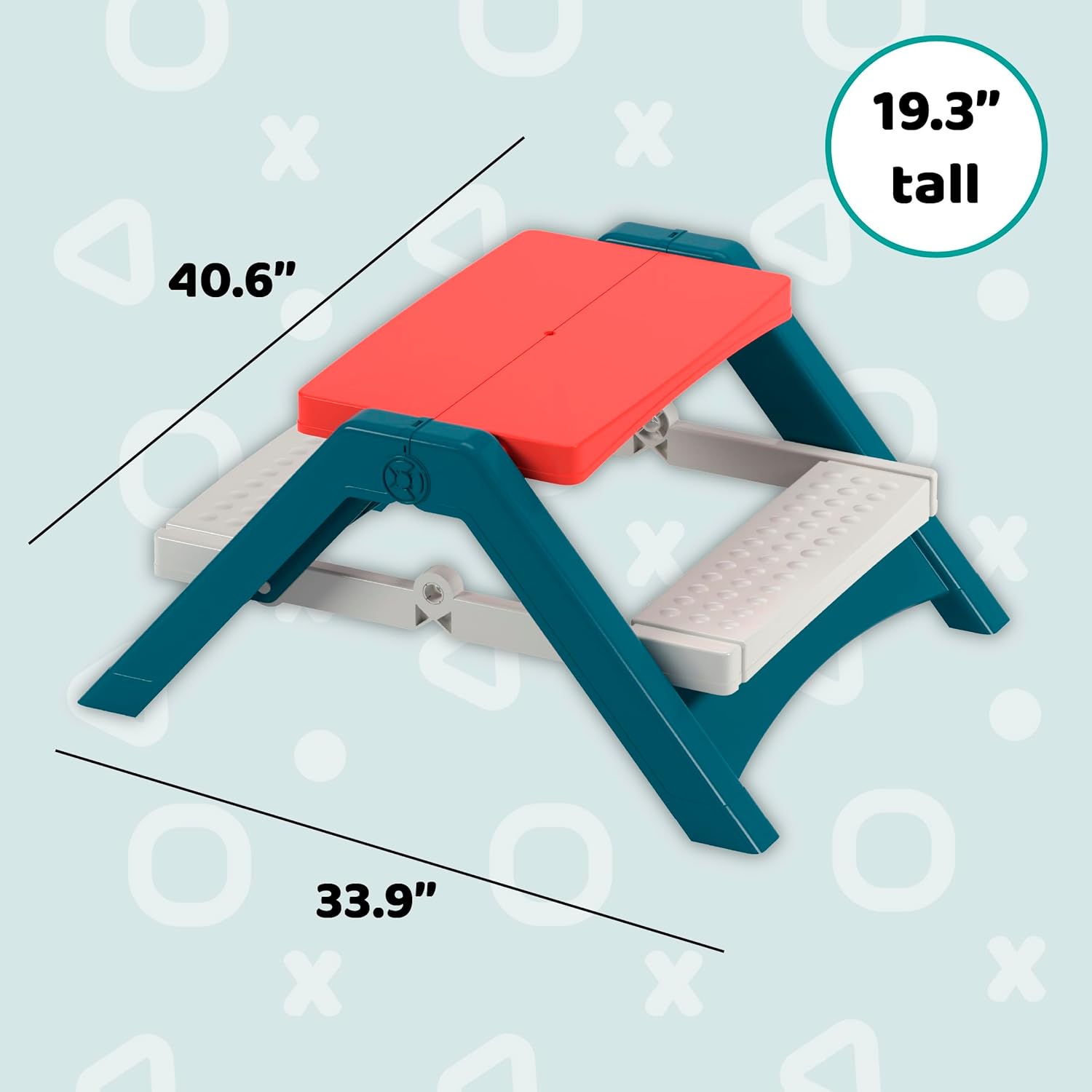 Fun N Fold Picnic Table for Kids – Indoor Outdoor – Red White and Blue Lightweight Foldable Picnic Table – Quick and Easy Storage – Toddlers Age 2 and up